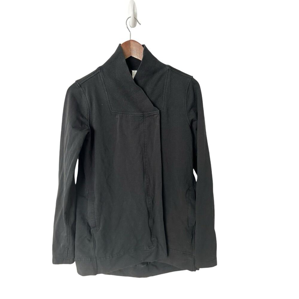 Lululemon Jacket Women 4 Black Moto Belle Wrap Logo Athleisure Shawl Neck Active